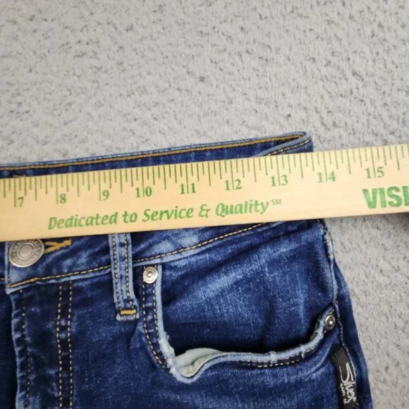 Silver Jeans Womens 30x29 Blue Curvy Avery Straight Leg Stretch Dark Wash Faded - Picture 3 of 11